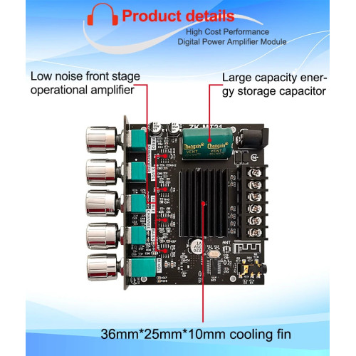 Amplificator, statie audio 2.1 50WX2+100W Geekcreit ZK-MT21 TPA3116D2, Bluetooth 5.0, subwoofer