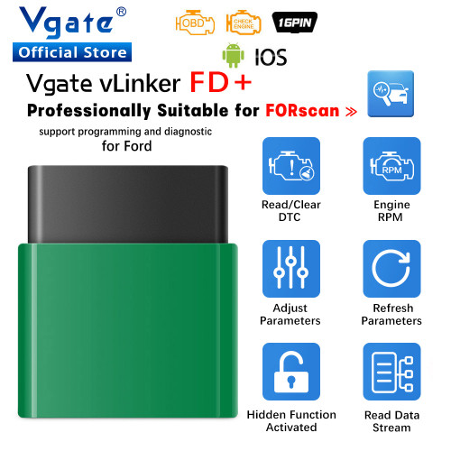 Diagnoza Vgate VLinker FD+ BT 3.0 V2.2 dedicata Ford-Mazda, FORScan, Resetari, Live Data, Regenerare DPF, Control Flaps, ASD, Programare, Scanner J2534, ELM 327