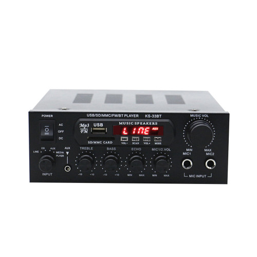 Amplificator, statie audio KS-33BT HiFi 2x50W, Bluetooth, Radio FM, USB, Karaoke, 12V, 220V, telecomanda