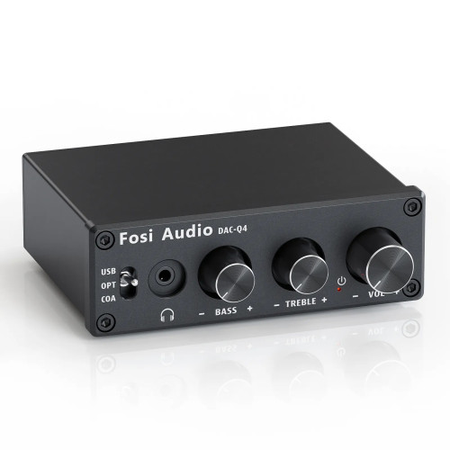 Gaming DAC & Amplificator pentru casti Fosi Audio Q4, preamplificator, adaptor, convertor audio pentru casa/desktop/difuzoare active, stereo USB