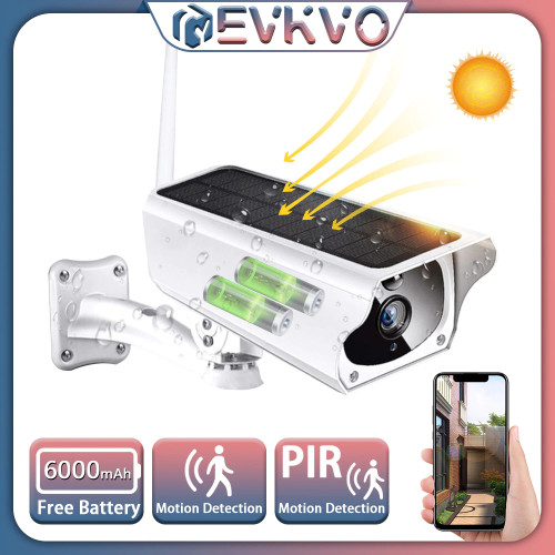 Camera de supraveghere exterior cu incarcare solara Evkvo, Wi-Fi, 5MP, cu alarma la detectia de miscare