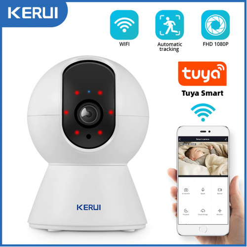 Camera inteligenta mini KERUI K259, WiFi, 1080P 3MP, IP, comanda prin Tuya, urmarire automata dupa miscare, infrarosu, baby monitor