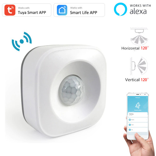 Senzor, detector de miscare PIR REHENTINT AMS02, alarma wireless Tuya, functioneaza independent sau cu Alexa