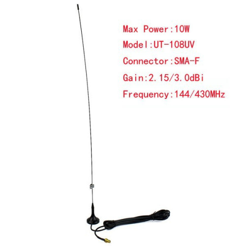 Antena magnetica pentru auto, dual band VHF/UHF 144/430MHz, ABBREE UT-108UV, pentru statii radio, Talkie Walkie Baofeng, Puxing, Wouxun, Kenwood