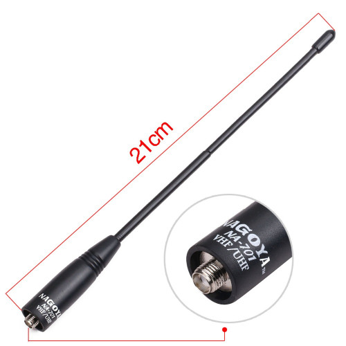 Antena dual band VHF/UHF 144/430MHz NAGOYA NA-701, 21cm, pentru statii radio, Talkie Walkie, Baofeng, Puxing, Wouxun, Kenwood
